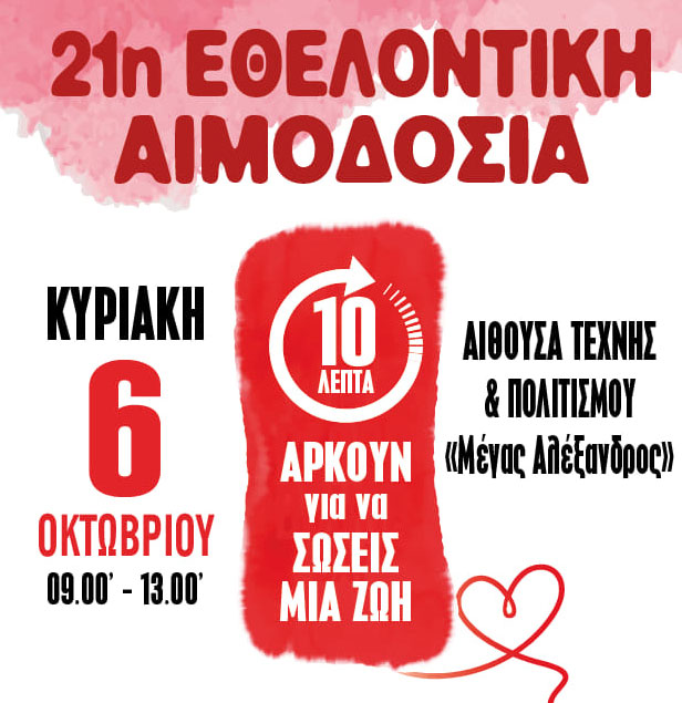 21η Εθελοντική Αιμοδοσία από τους Συλλόγους Γονέων & Κηδεμόνων των Δημοτικών Σχολείων του Άργους